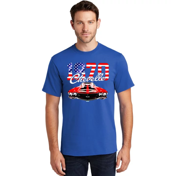 1970 70 Chevelle Ss Trending Muscle Red White Car Tall T-Shirt