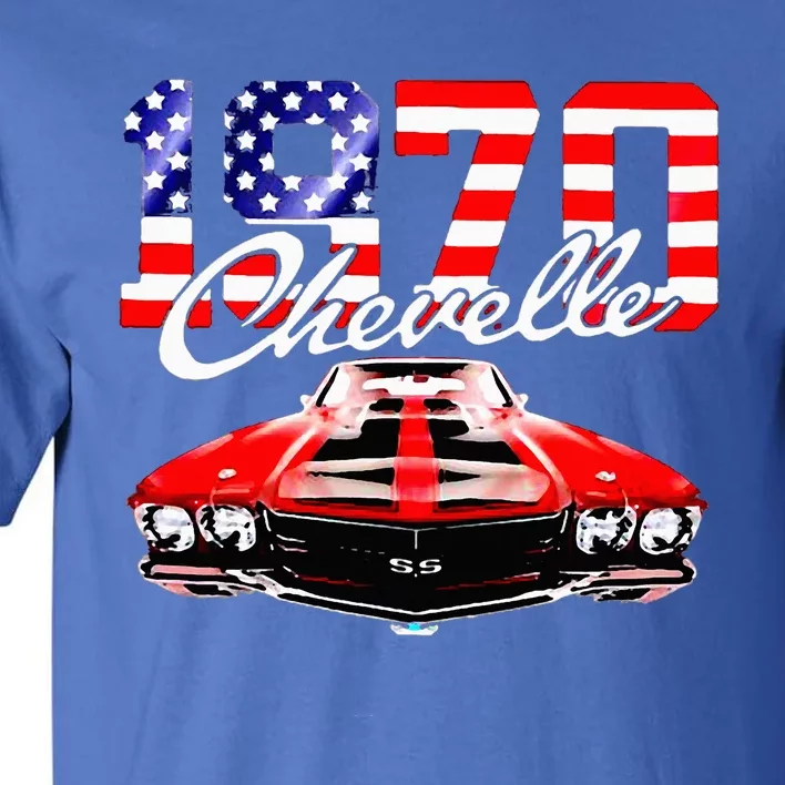 1970 70 Chevelle Ss Trending Muscle Red White Car Tall T-Shirt