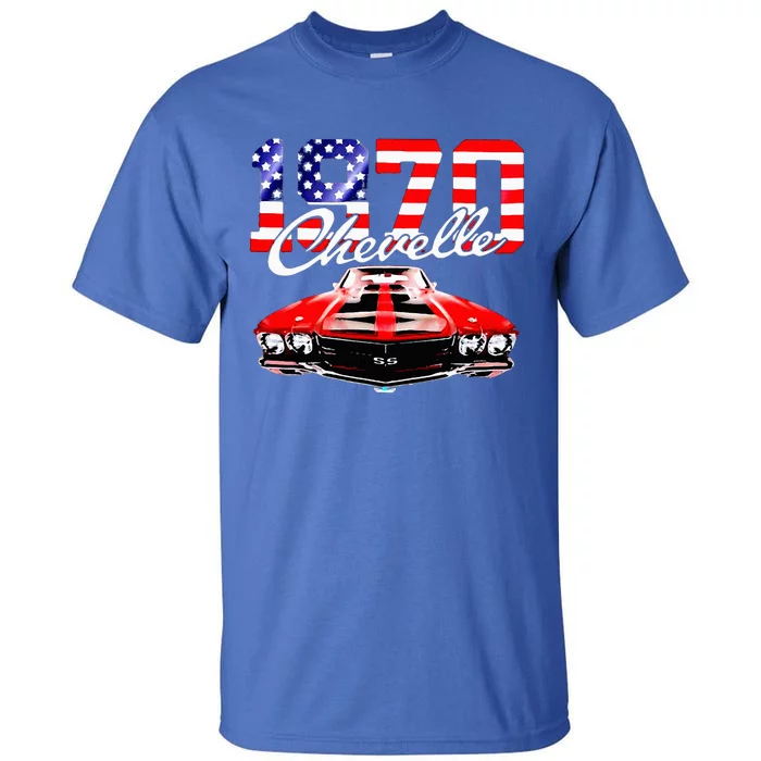 1970 70 Chevelle Ss Trending Muscle Red White Car Tall T-Shirt