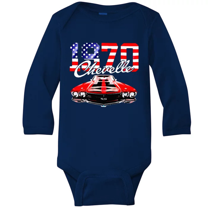 1970 70 Chevelle Ss Trending Muscle Red White Car Baby Long Sleeve Bodysuit