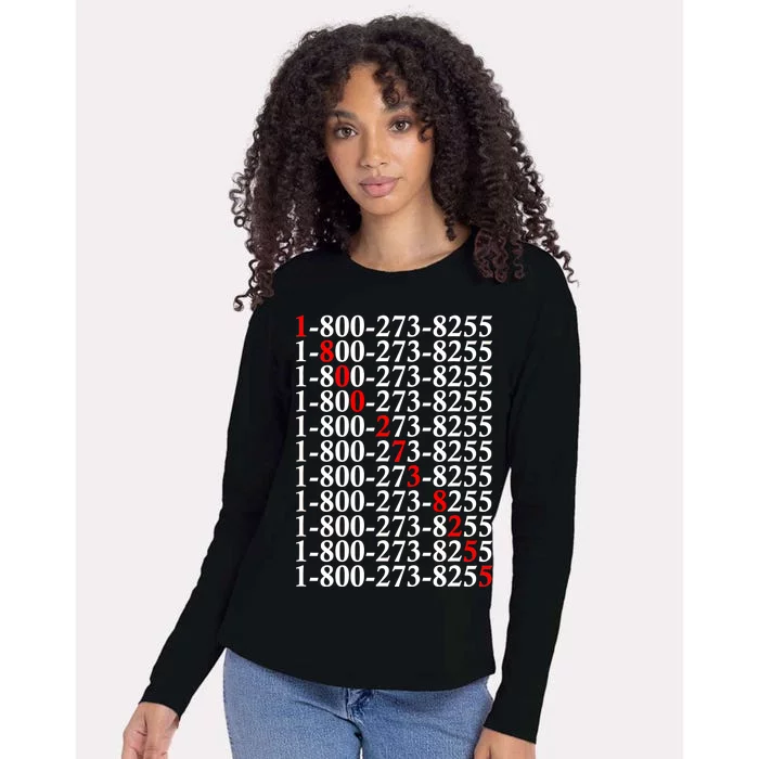 18002738255 Hotline Red Logo Womens Cotton Relaxed Long Sleeve T-Shirt