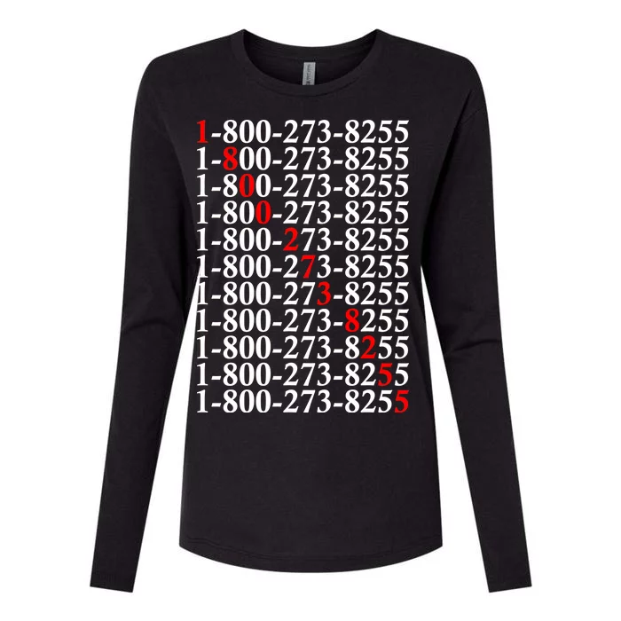 18002738255 Hotline Red Logo Womens Cotton Relaxed Long Sleeve T-Shirt