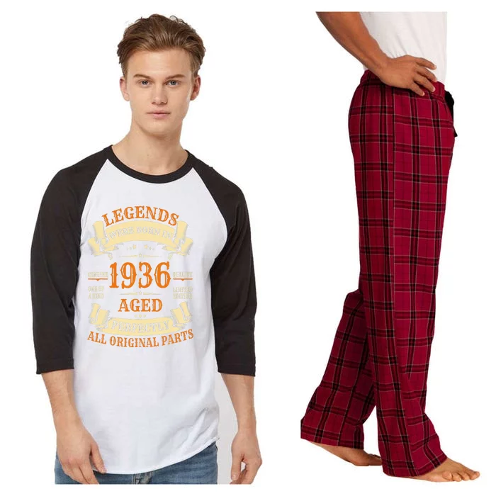 1936 88th Birthday Gift Turning 88 Years Old Raglan Sleeve Pajama Set