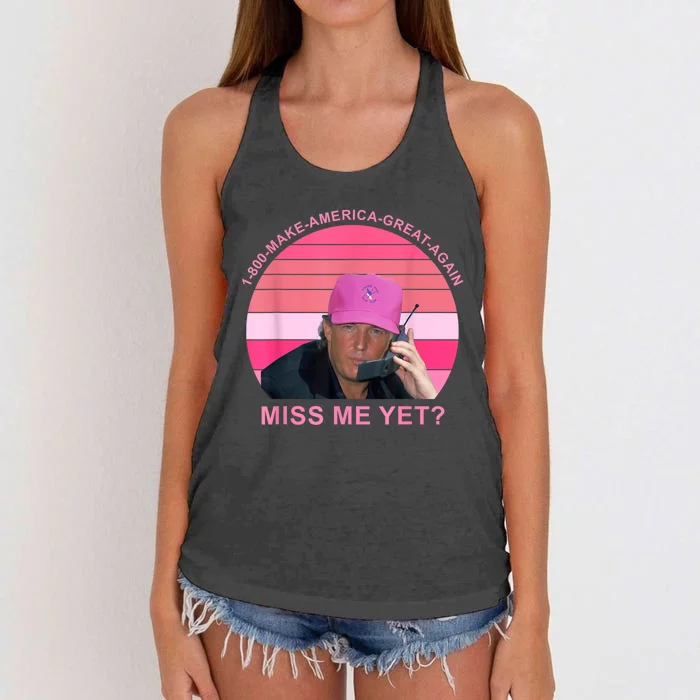 1 800 Make America Great Again Miss Me Yet Trump President 2024 Women's Knotted Racerback Tank