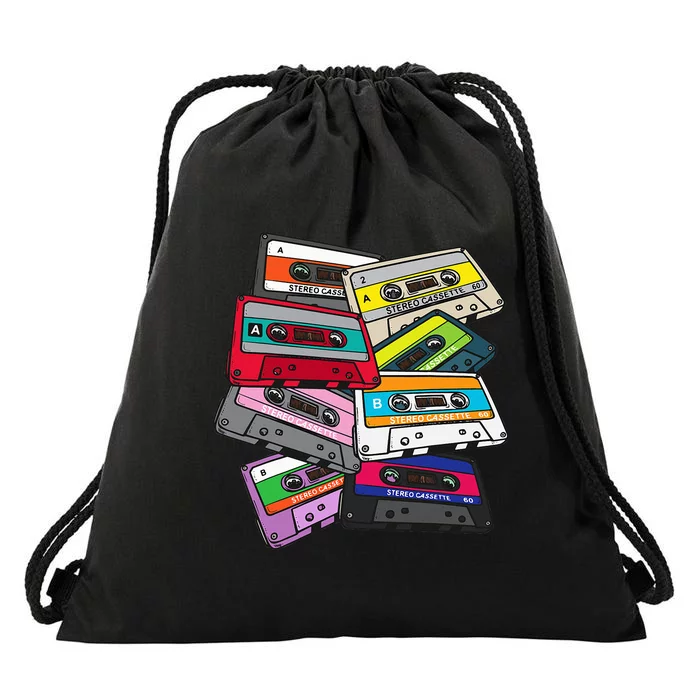 1980 80s Vintage Generation Eighties Cassette Tape Drawstring Bag