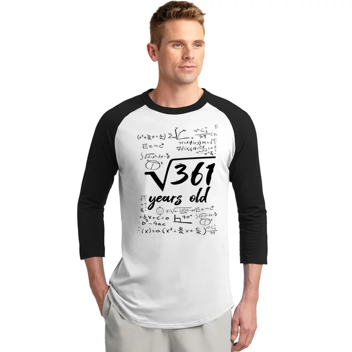 19 Year Old Birthday Math Geek Baseball Sleeve Shirt