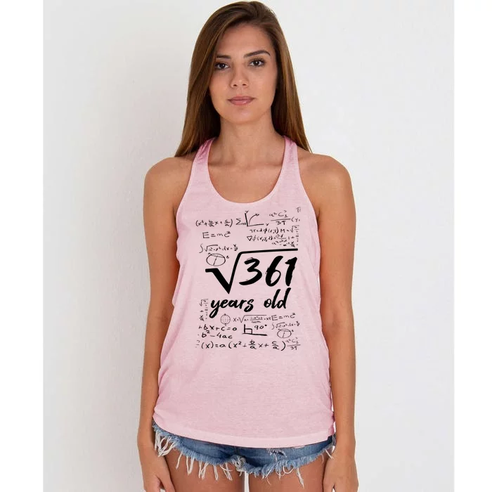 19 Year Old Birthday Math Geek Women's Knotted Racerback Tank