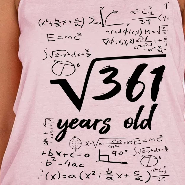 19 Year Old Birthday Math Geek Women's Knotted Racerback Tank