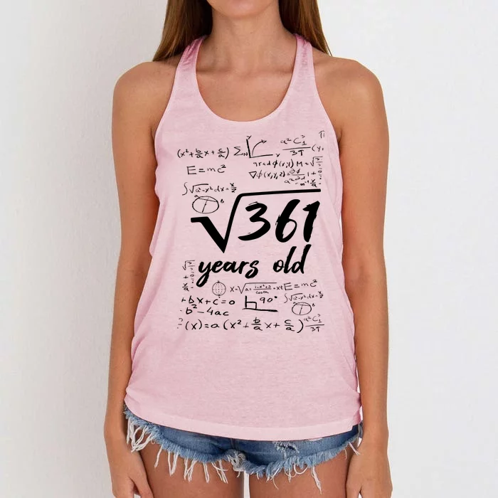 19 Year Old Birthday Math Geek Women's Knotted Racerback Tank