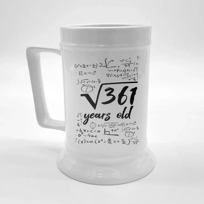 19 Year Old Birthday Math Geek Front & Back Beer Stein