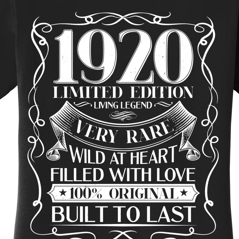 1920 Rare Limited Edition Legend 100th Birthday Women's T-Shirt