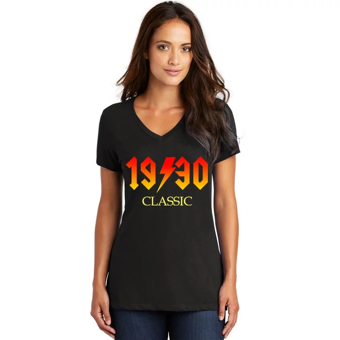 1930 Classic Rock 90th Birthday Women's V-Neck T-Shirt