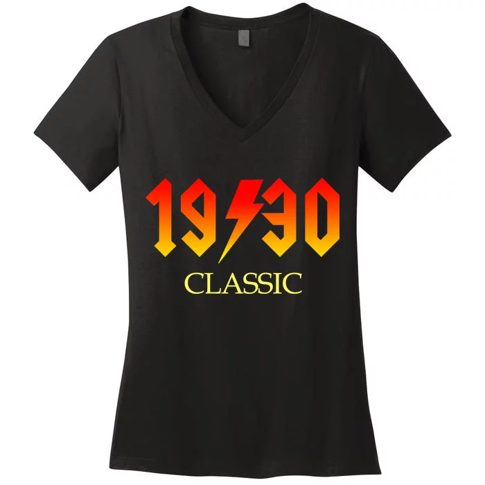 1930 Classic Rock 90th Birthday Women's V-Neck T-Shirt