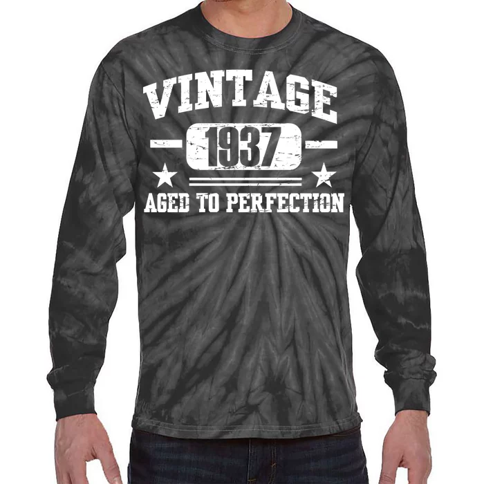 1937 Vintage Aged To Perfection Birthday Gift Tie-Dye Long Sleeve Shirt