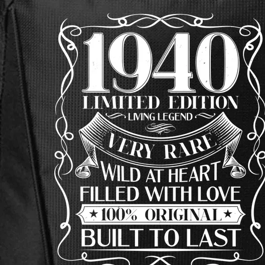 1940 Rare Limited Edition Legend 80th Birthday City Backpack