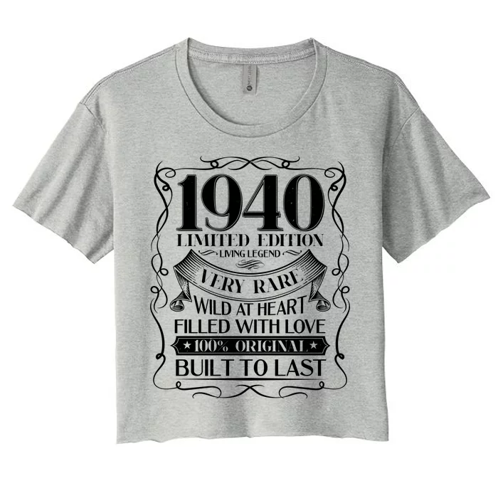 1940 Rare Limited Edition Legend 80th Birthday Women's Crop Top Tee