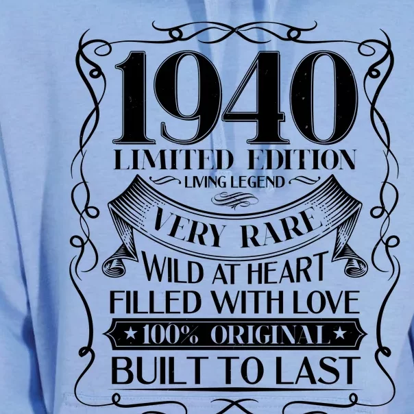 1940 Rare Limited Edition Legend 80th Birthday Unisex Surf Hoodie