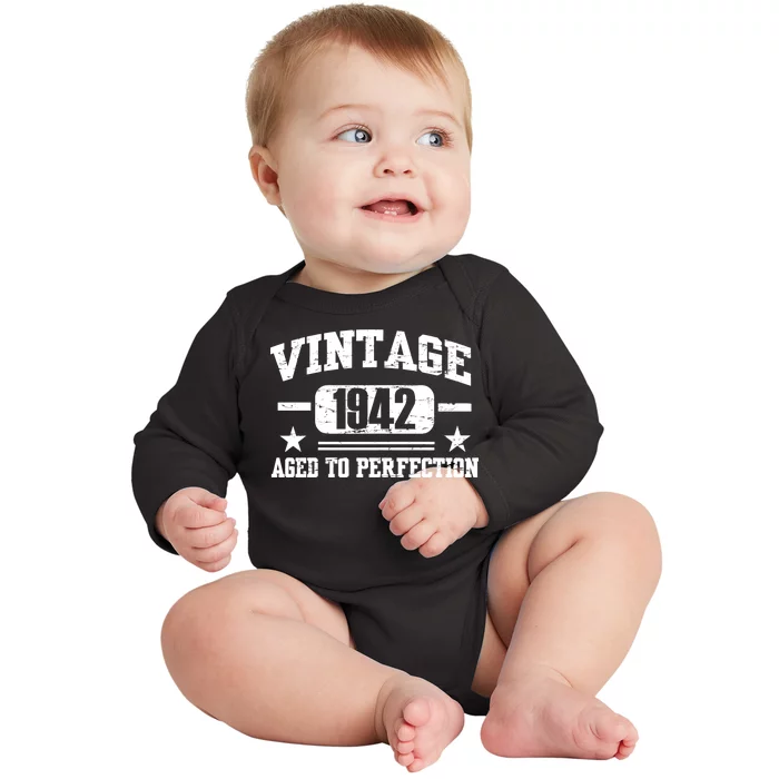 1942 Vintage Aged To Perfection Birthday Gift Baby Long Sleeve Bodysuit