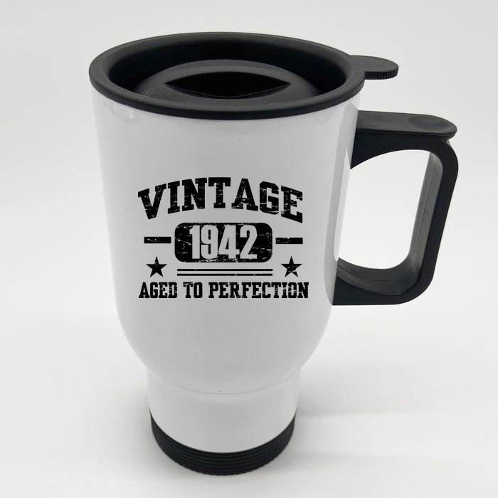 1942 Vintage Aged To Perfection Birthday Gift Front & Back Stainless Steel Travel Mug