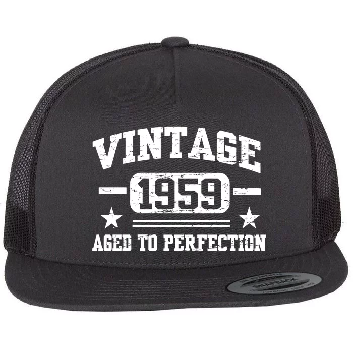 1959 Vintage Aged To Perfection Birthday Gift Flat Bill Trucker Hat
