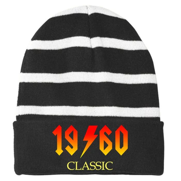 1960 Classic Rock 60th Birthday Striped Beanie with Solid Band