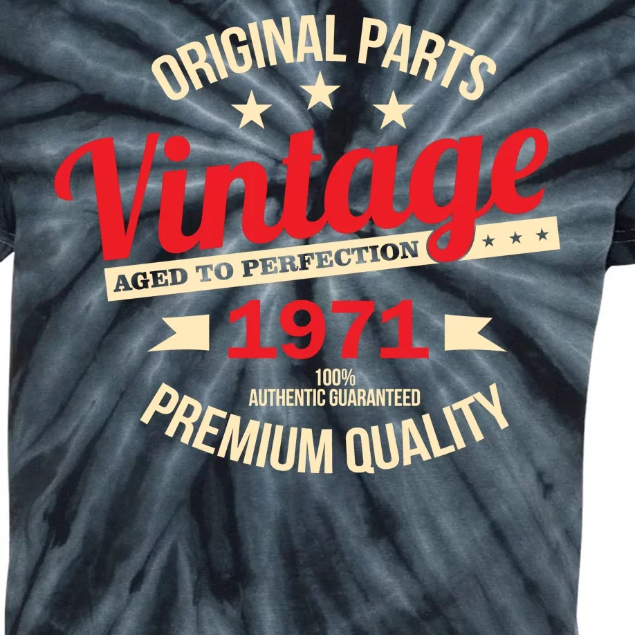 1971 Original Parts Vintage 50th Birthday Kids Tie-Dye T-Shirt