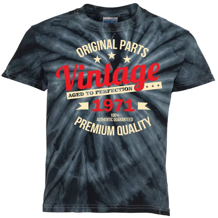 1971 Original Parts Vintage 50th Birthday Kids Tie-Dye T-Shirt