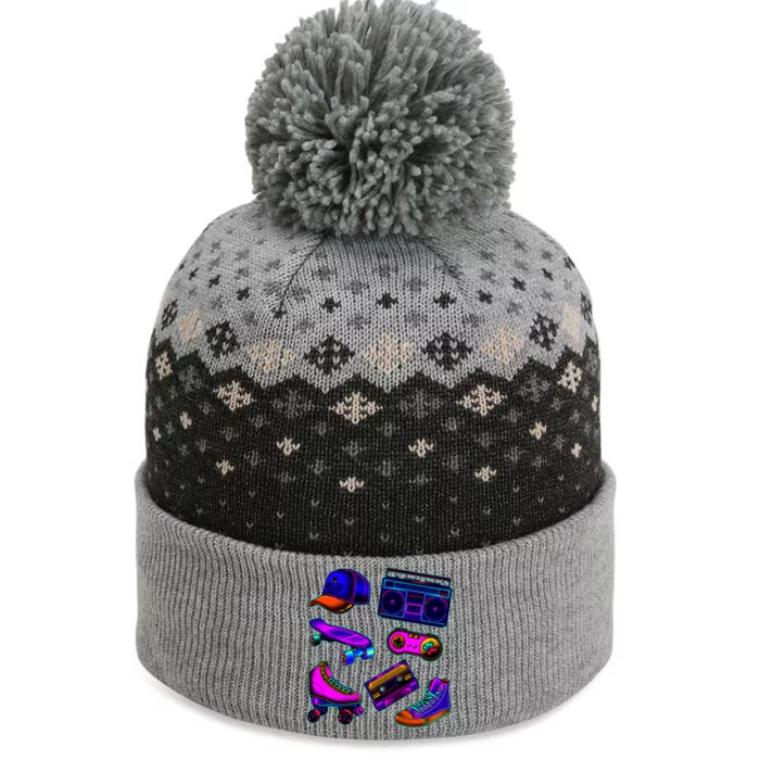 1980 Eighties Old School Retro Neon The Baniff Cuffed Pom Beanie