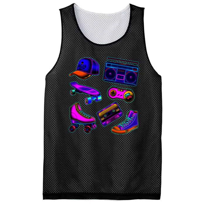 1980 Eighties Old School Retro Neon Mesh Reversible Basketball Jersey Tank