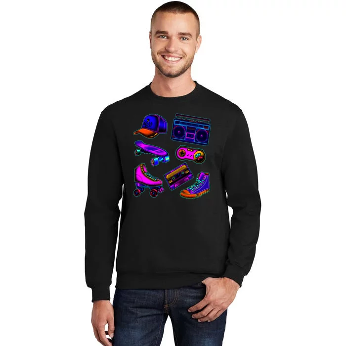 1980 Eighties Old School Retro Neon Tall Sweatshirt