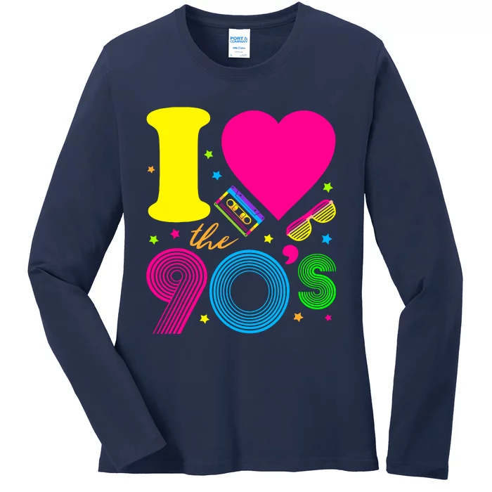 1990S 90s I Heart The Nineties Ladies Long Sleeve Shirt