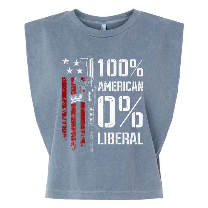 100 American 0 Liberal Funny Pro Gun On Back Garment-Dyed Women's Muscle Tee