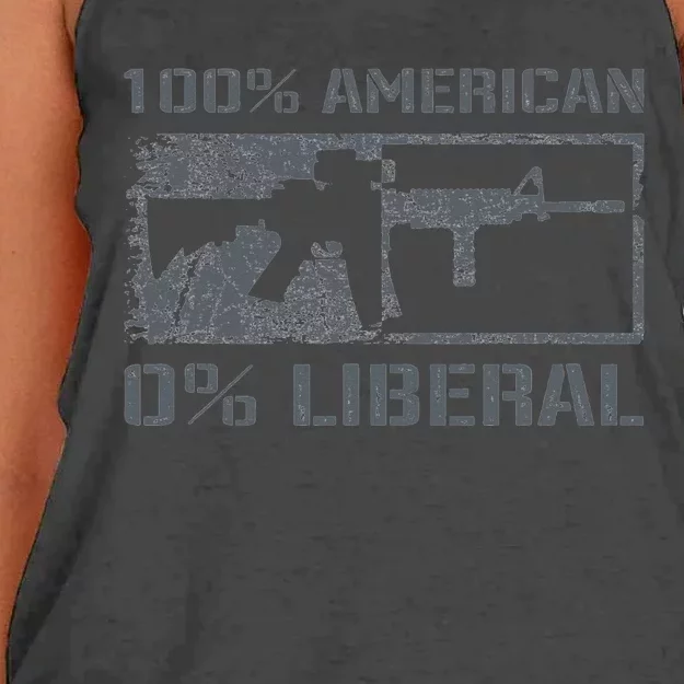 100 American 0 Liberal 2nd Amendment AR15 Rifle Funny Gun Women's Knotted Racerback Tank