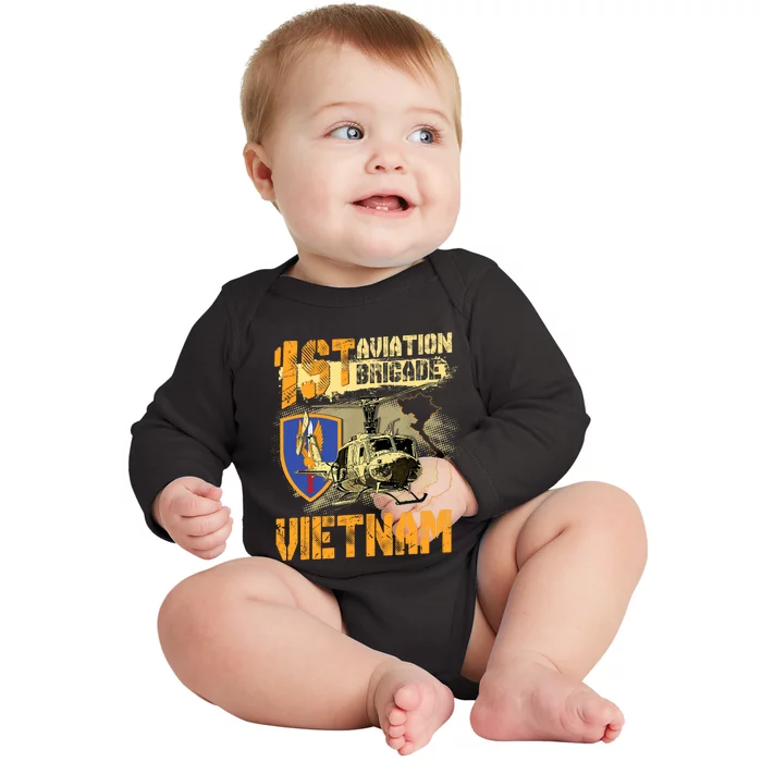 1st Aviation Brigade Vietnam Veteran Pilot  Door Gunner Baby Long Sleeve Bodysuit