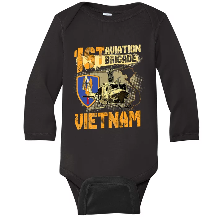 1st Aviation Brigade Vietnam Veteran Pilot  Door Gunner Baby Long Sleeve Bodysuit