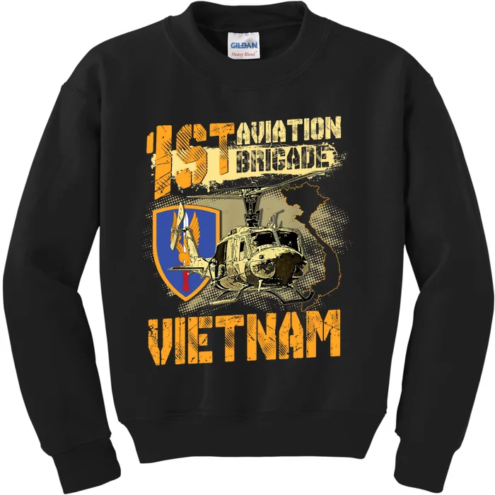 1st Aviation Brigade Vietnam Veteran Pilot  Door Gunner Kids Sweatshirt