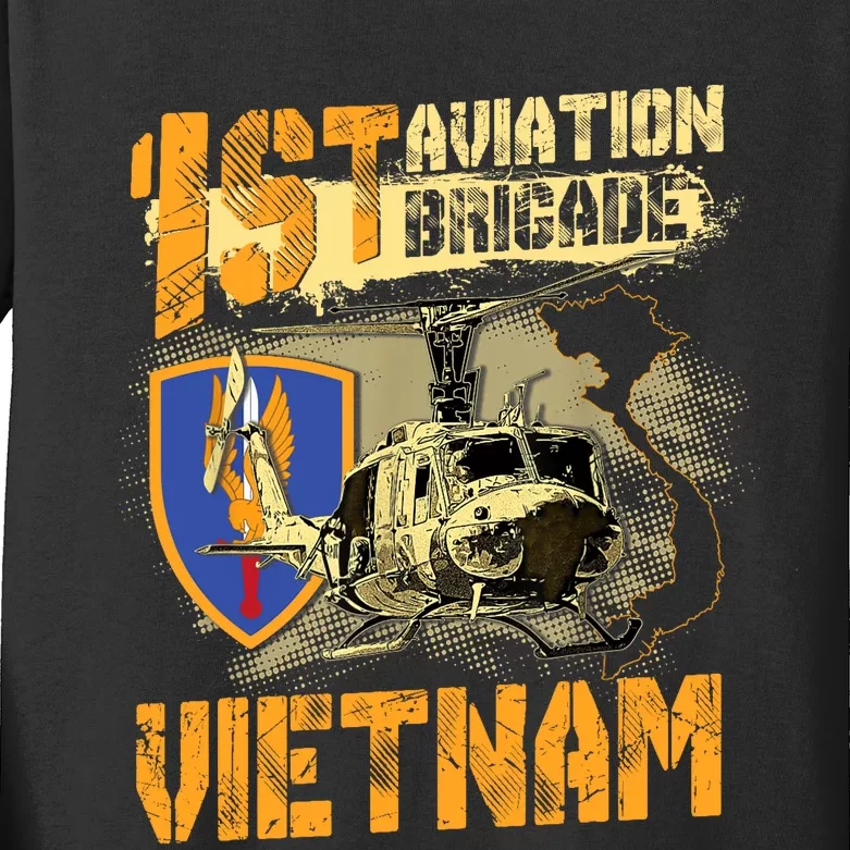 1st Aviation Brigade Vietnam Veteran Pilot  Door Gunner Kids Long Sleeve Shirt