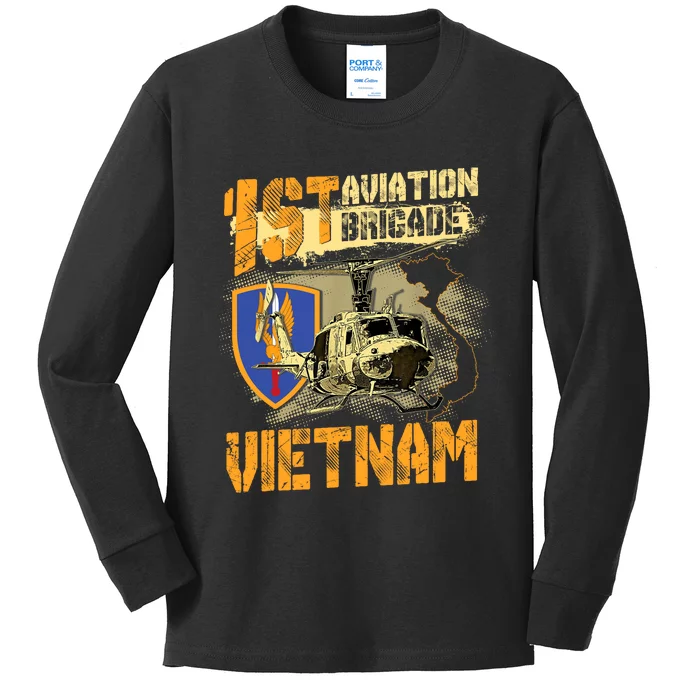 1st Aviation Brigade Vietnam Veteran Pilot  Door Gunner Kids Long Sleeve Shirt