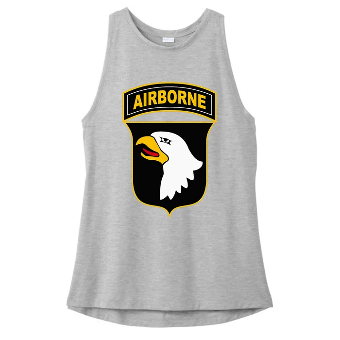 101st Airborne Division Military Veteran American Eagle Army Ladies Tri-Blend Wicking Tank