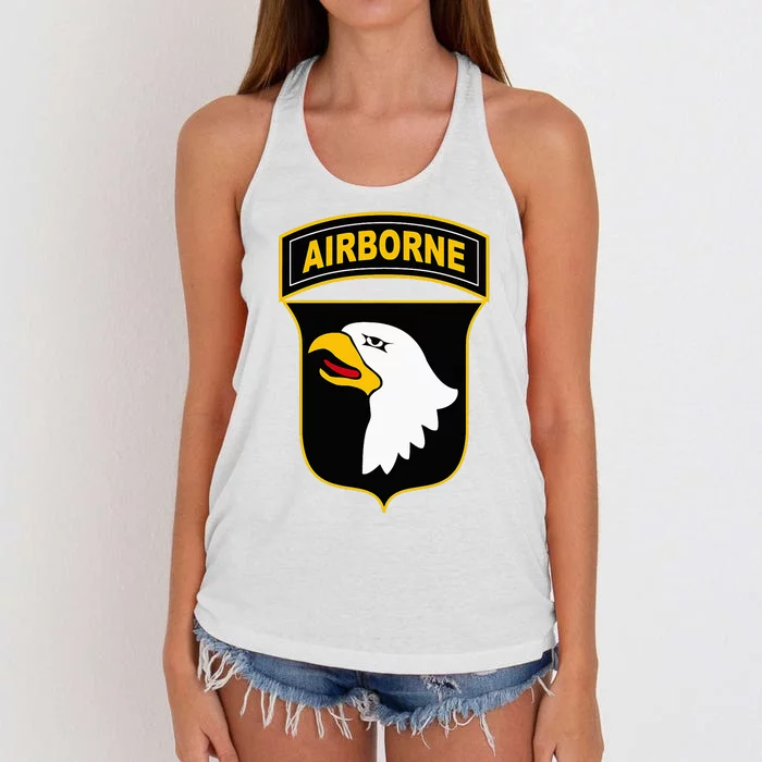 101st Airborne Division Military Veteran American Eagle Army Women's Knotted Racerback Tank