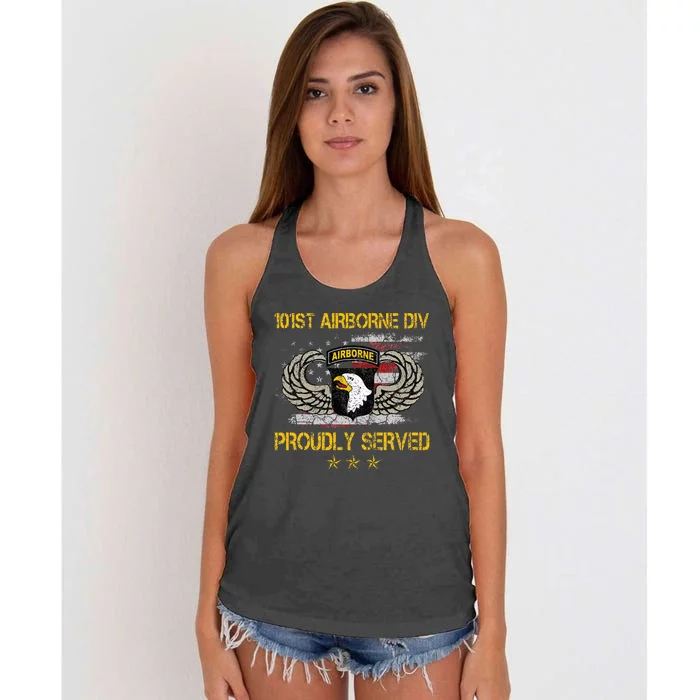 101st Airborne Divition Proudly Served Veterans Day Women's Knotted Racerback Tank