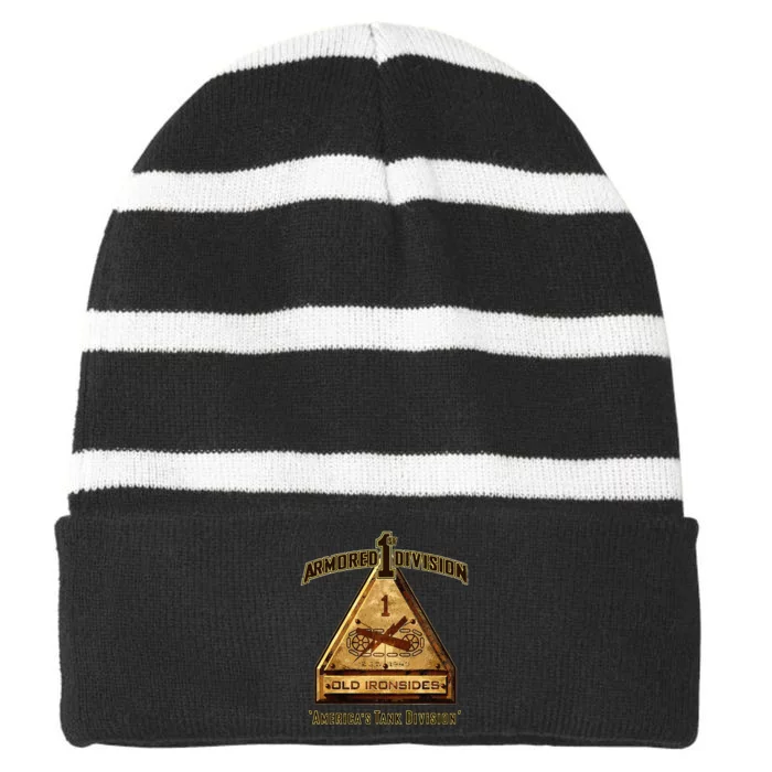 1st Armored Division Striped Beanie with Solid Band