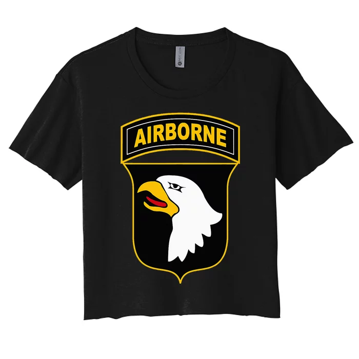 101st Airborne Division Military Veteran American Eagle Army Women's Crop Top Tee