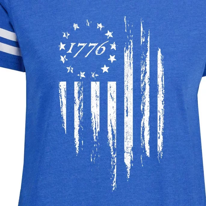 1776 American Flag Betsy Ross 13 Stars Enza Ladies Jersey Football T-Shirt