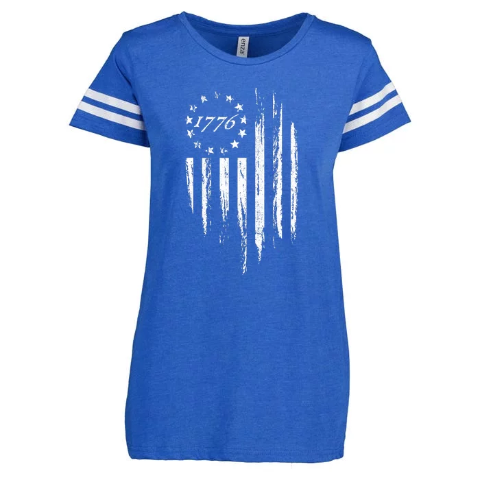 1776 American Flag Betsy Ross 13 Stars Enza Ladies Jersey Football T-Shirt