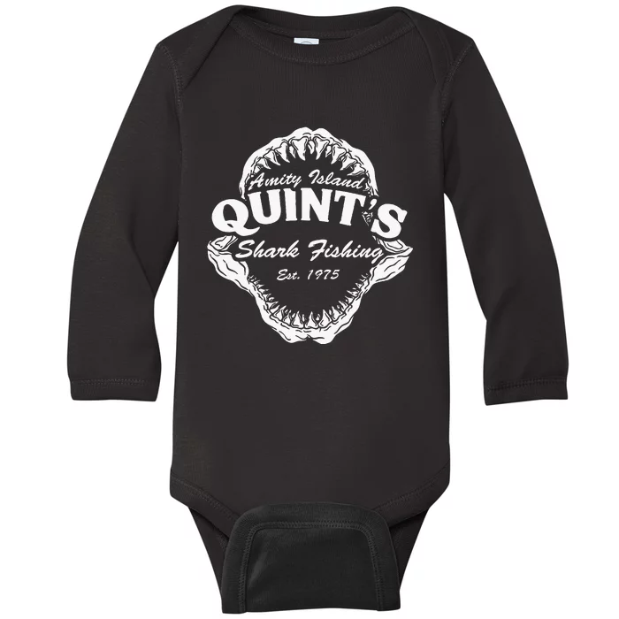 1975 Amity Island QuintS Shark Fishing Baby Long Sleeve Bodysuit