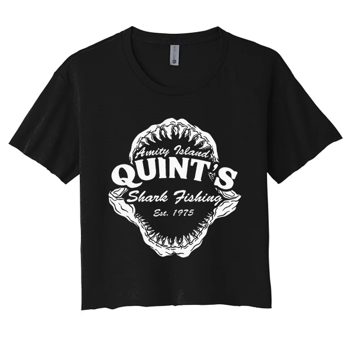 1975 Amity Island QuintS Shark Fishing Women's Crop Top Tee