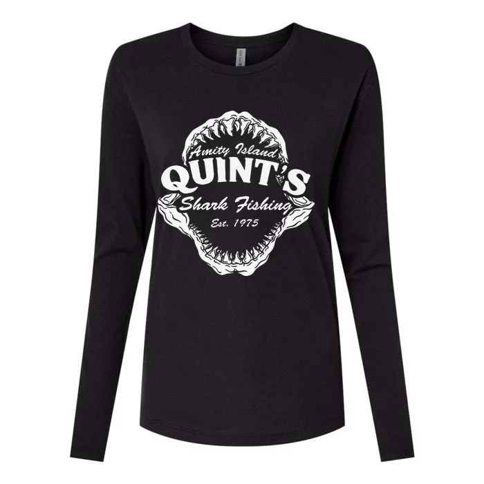 1975 Amity Island Quints Shark Fishing Classic Retro Womens Cotton Relaxed Long Sleeve T-Shirt