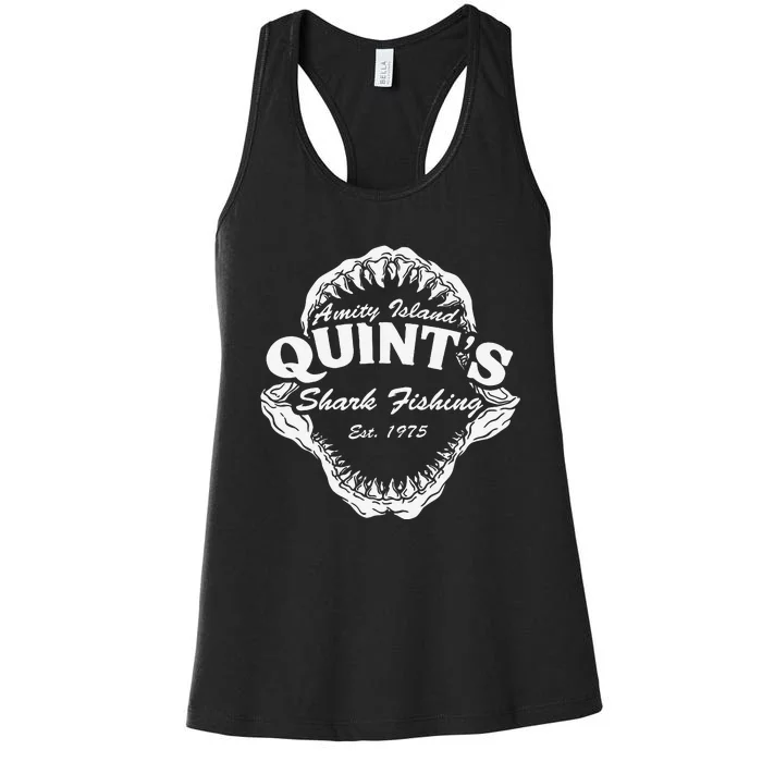 1975 Amity Island Quints Shark Fishing Classic Retro Women's Racerback Tank