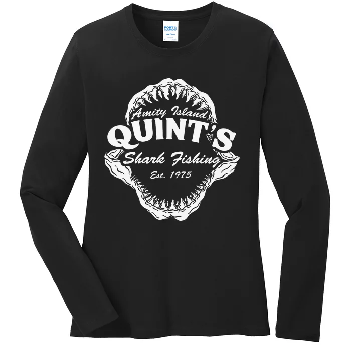 1975 Amity Island Quints Shark Fishing Classic Retro Ladies Long Sleeve Shirt